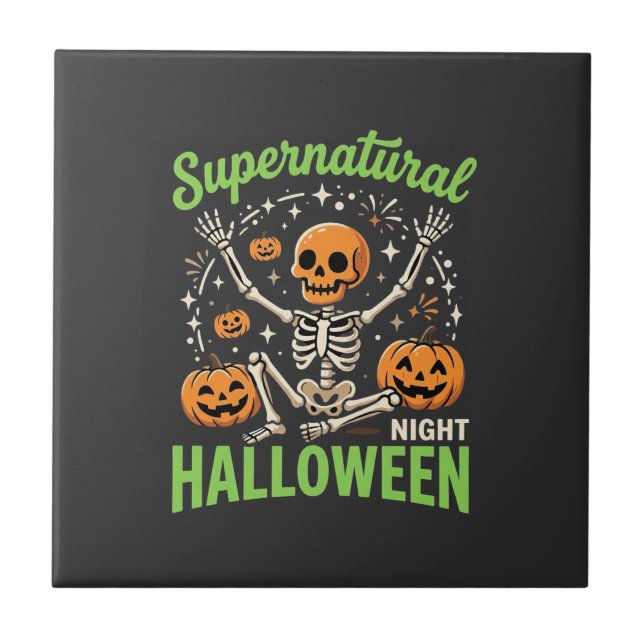 Supernatural Skeleton Halloween Vector Design_1 Tile (Front)