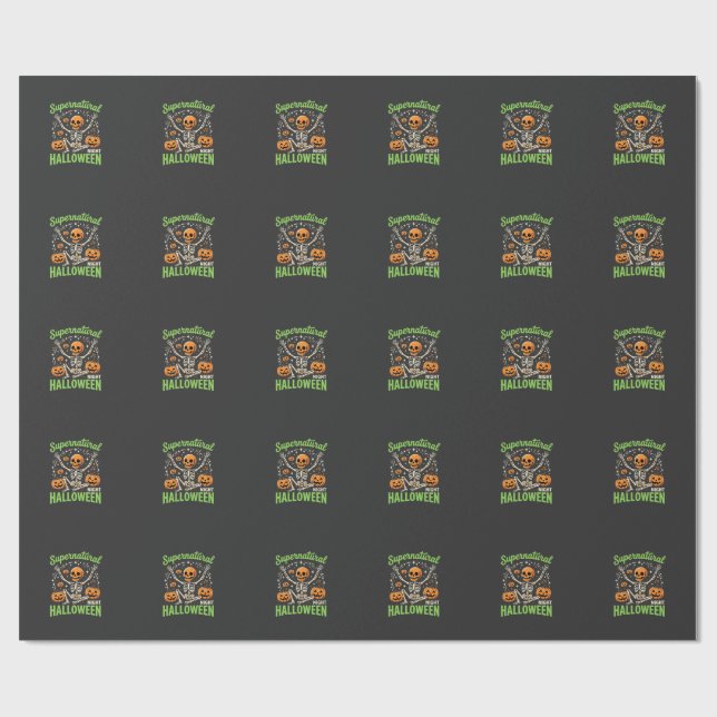 Supernatural Skeleton Halloween Vector Design_1 Wrapping Paper (Flat)