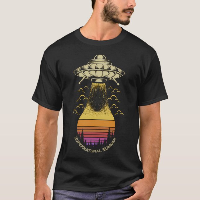 Supernatural Summer Paranormal Aliens Flying Sauce T-Shirt (Front)