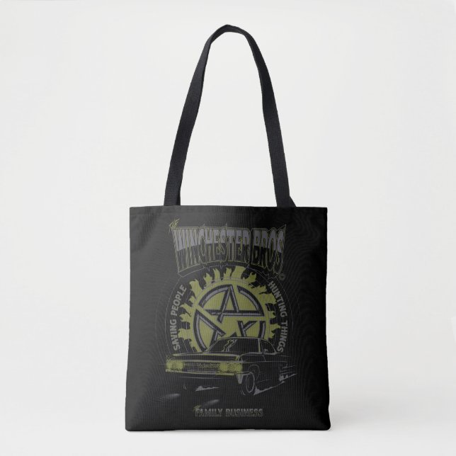 Supernatural "The Winchester Bros" Car Graphic Tote Bag (Front)