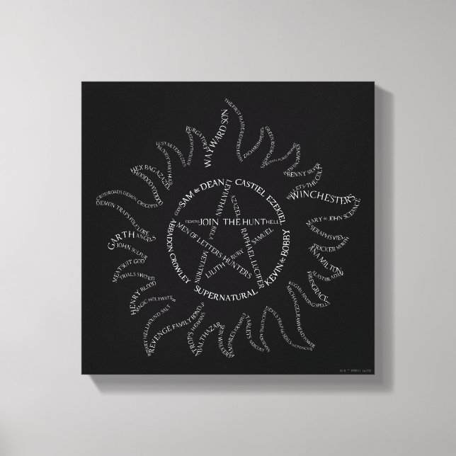 Supernatural Typography Pentagram Canvas Print (Front)