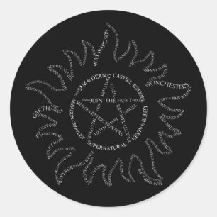 Supernatural Typography Pentagram Classic Round Sticker