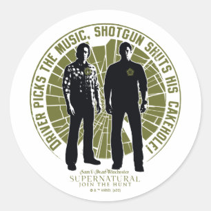 Supernatural Winchester Brothers "Shotgun" Classic Round Sticker
