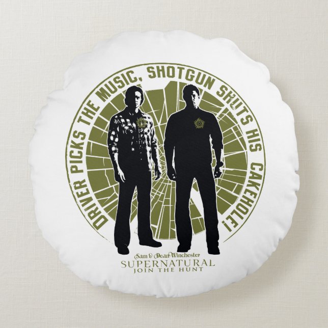 Supernatural Winchester Brothers "Shotgun" Round Pillow (Front)