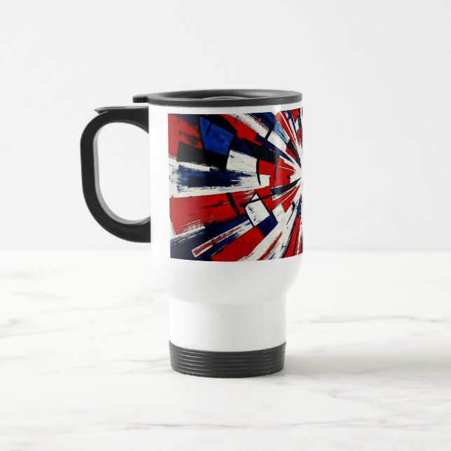 Supernova Pop – Abstract Geometric Explosion Travel Mug (Left)