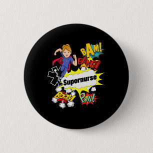 Supernurse Comic Superhero Style Rn Woman Nursing  2 Inch Round Button