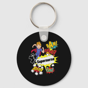 Supernurse Comic Superhero Style Rn Woman Nursing Keychain
