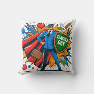 Superpower Teacher Fun Teacher Day Classroom Decor Throw Pillow