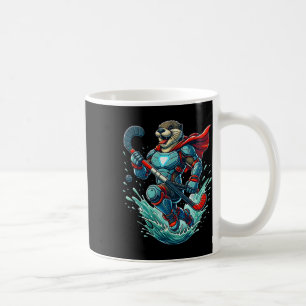 Superpowered Otter Warrior With Hockey Stick Coffee Mug