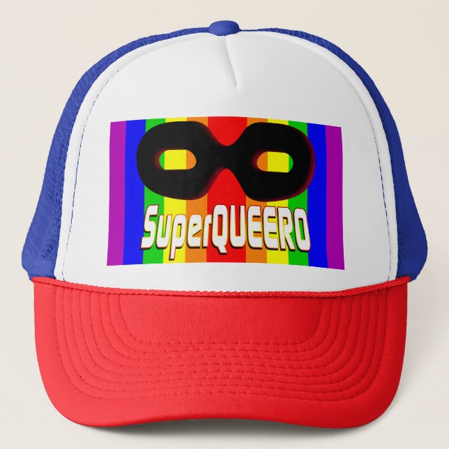 SuperQUEERO - Black Mask Trucker Hat (Front)