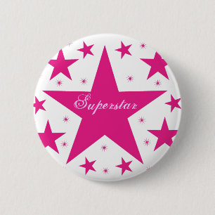 Superstar Button, Pink 2 Inch Round Button