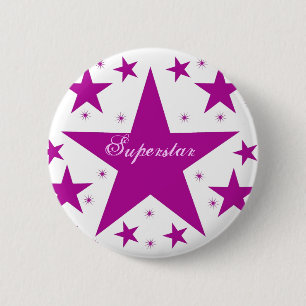 Superstar Button, Purple 2 Inch Round Button