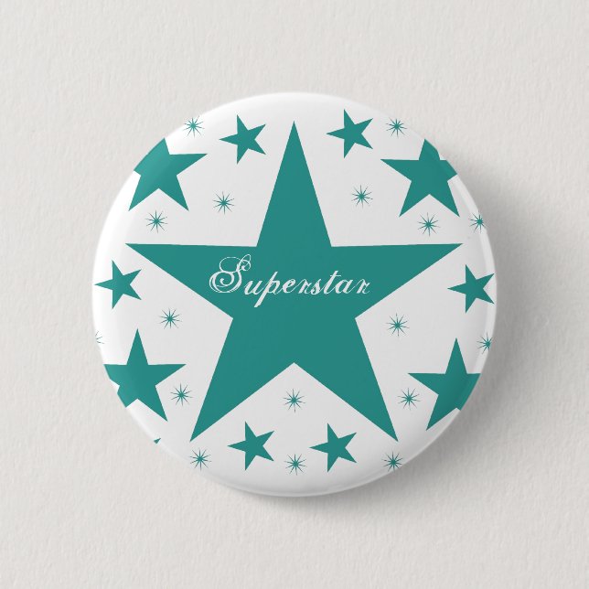 Superstar Button, Teal 2 Inch Round Button (Front)