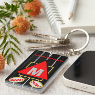Superstar Cartoon Monogram Black Red Keychain