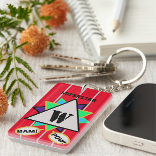 Superstar Cartoon Monogram Red Black Keychain