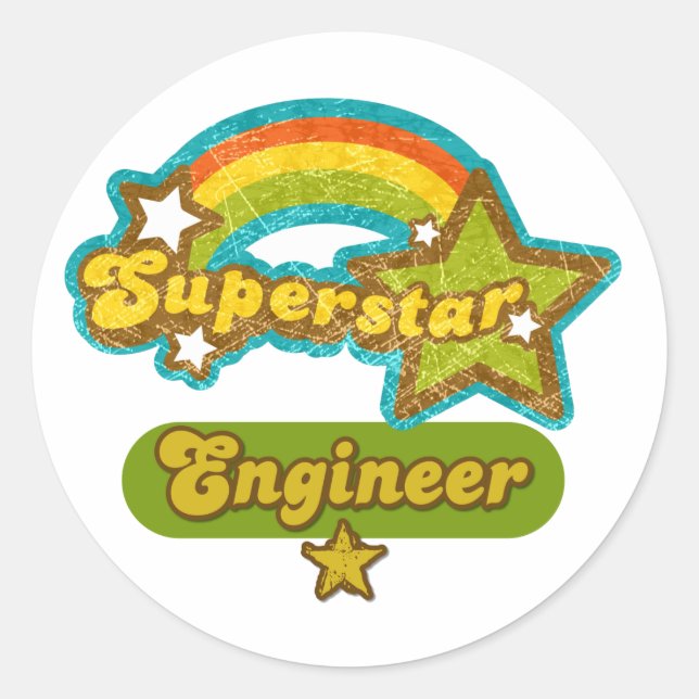 Superstar Engineer Classic Round Sticker (Front)