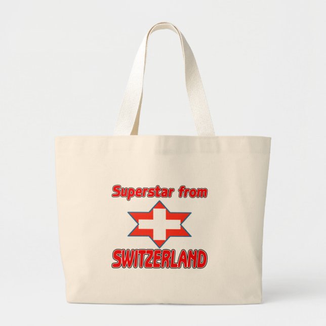 Superstar from Switzerland Large Tote Bag (Front)