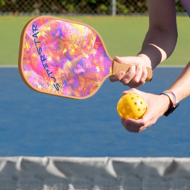 Superstar Fun Colourful Cosmic Galaxy Champion Pickleball Paddle (Insitu)