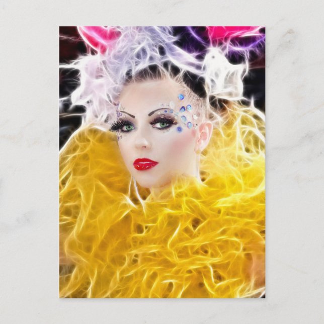 Superstar Model in Yellow Gown Postcard (Front)