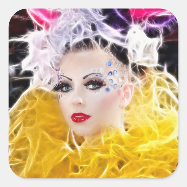 Superstar Model in Yellow Gown Square Sticker (Front)