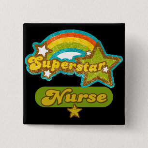 Superstar Nurse 2 Inch Square Button