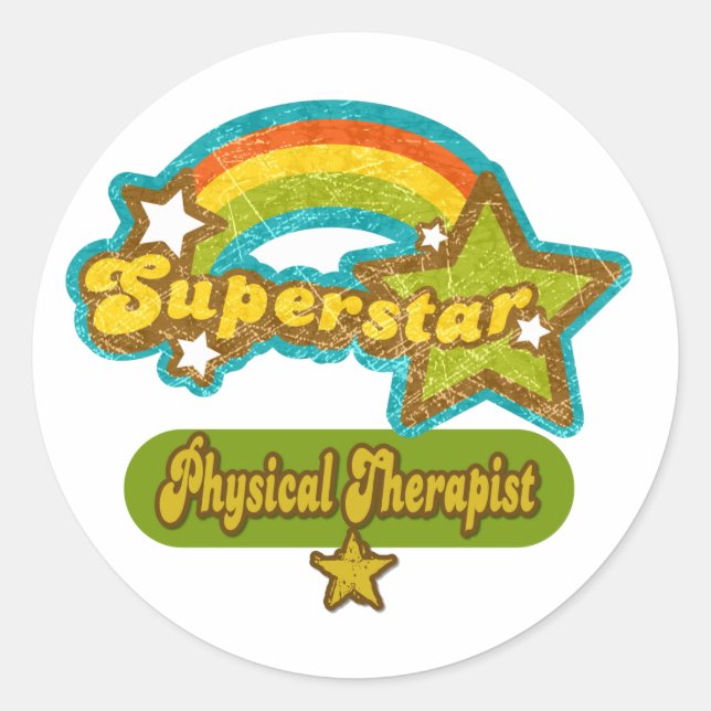Superstar Physical Therapist Classic Round Sticker (Front)