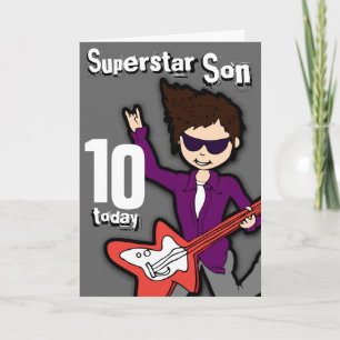 Superstar Son 10e anniversaire gris carte garçon r