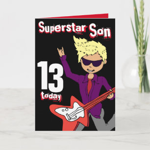 Superstar Son 13e anniversaire rouge blonde carte