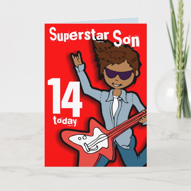 Superstar Son 14th birthday red card (Front)