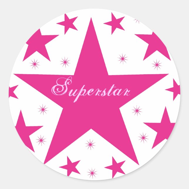 Superstar Stickers, Pink Classic Round Sticker (Front)