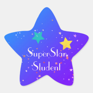 SuperStar Student with Stars  Star Sticker