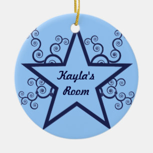 Superstar Swirls Doorhanger Ornament, Blue Ceramic Ornament