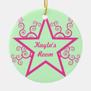 Superstar Swirls Doorhanger Ornament, Pink Ceramic Ornament