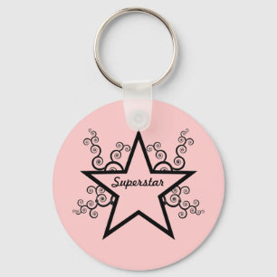 Superstar Swirls Keychain, Black Keychain