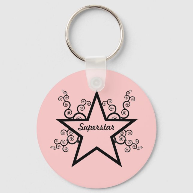Superstar Swirls Keychain, Black Keychain (Front)