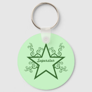 Superstar Swirls Keychain, Forest Green Keychain
