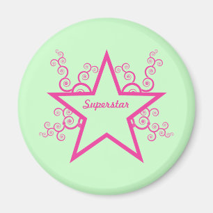 Superstar Swirls Magnet, Bright Pink Magnet