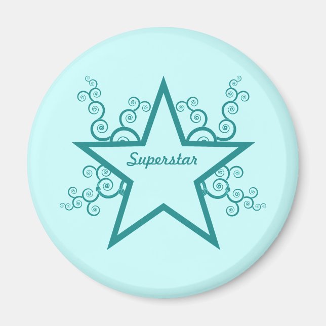 Superstar Swirls Magnet, Teal Magnet (Front)