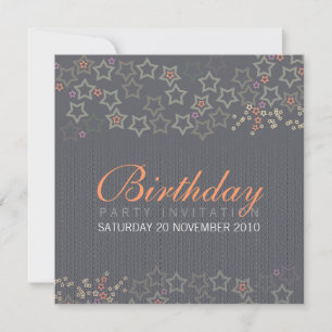 Superstars (Grey) Birthday Invitation