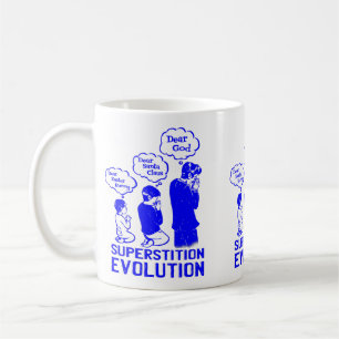 superstition evolution funny coffee mug