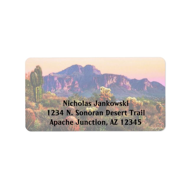 Superstition Mountain Arizona Desert Scenery Label (Front)