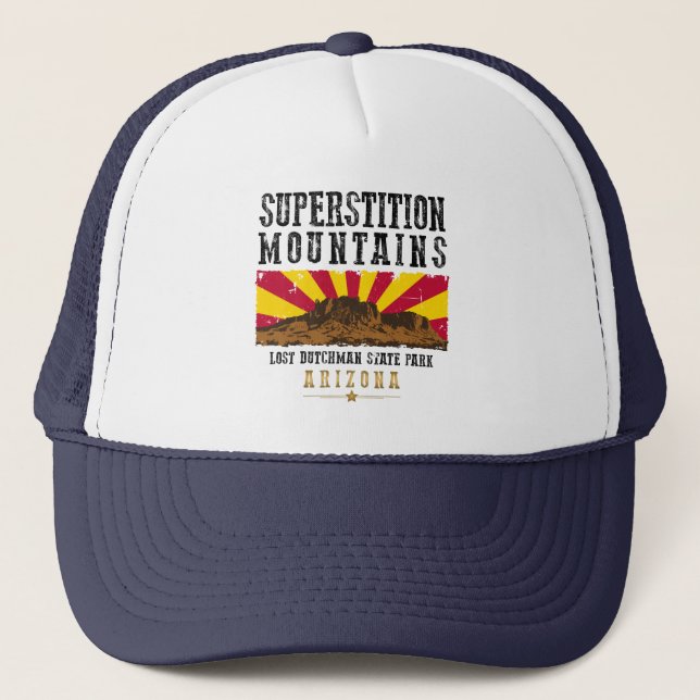 SUPERSTITION MOUNTAINS ARIZONA TRUCKER HAT (Front)