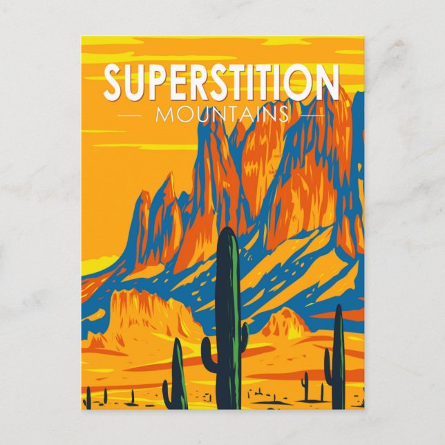 Superstition Mountains Arizona Vintage Postcard (Front)