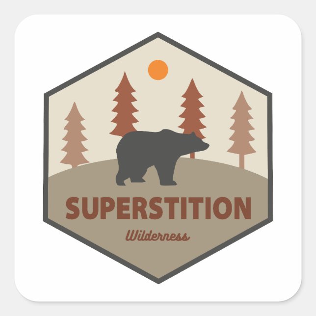 Superstition Wilderness Arizona Bear Square Sticker (Front)