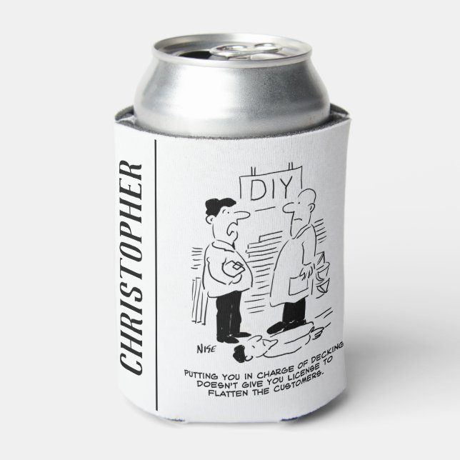 Superstore Retail Shop Worker and Shop Manager Can Cooler (Can Front)