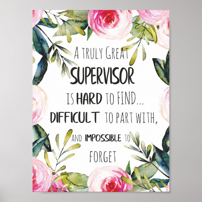 Supervisor Appreciation Thank you Quote Boss Poster (Front)