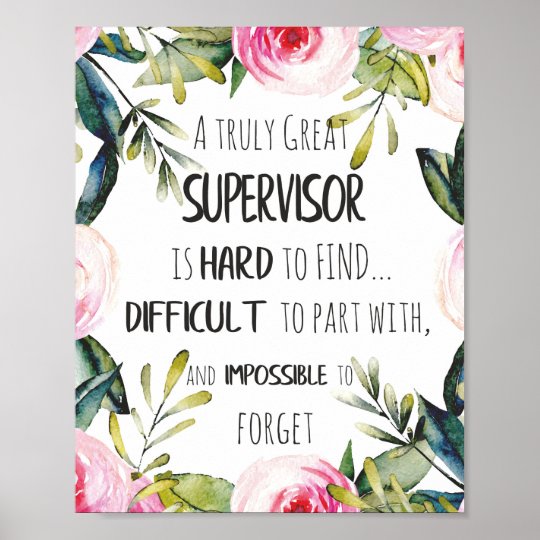 Supervisor Appreciation Thank you Quote Boss Poster | Zazzle.ca