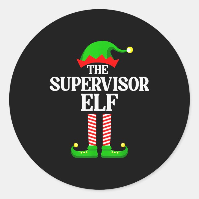 Supervisor Elf Family Matching Group Funny Christm Classic Round Sticker (Front)