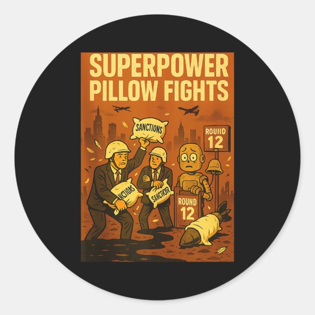 Superwer Llow Fights Funny Geolitical Satire Gift  Classic Round Sticker (Front)
