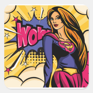 Superwoman Brown hair Square Sticker